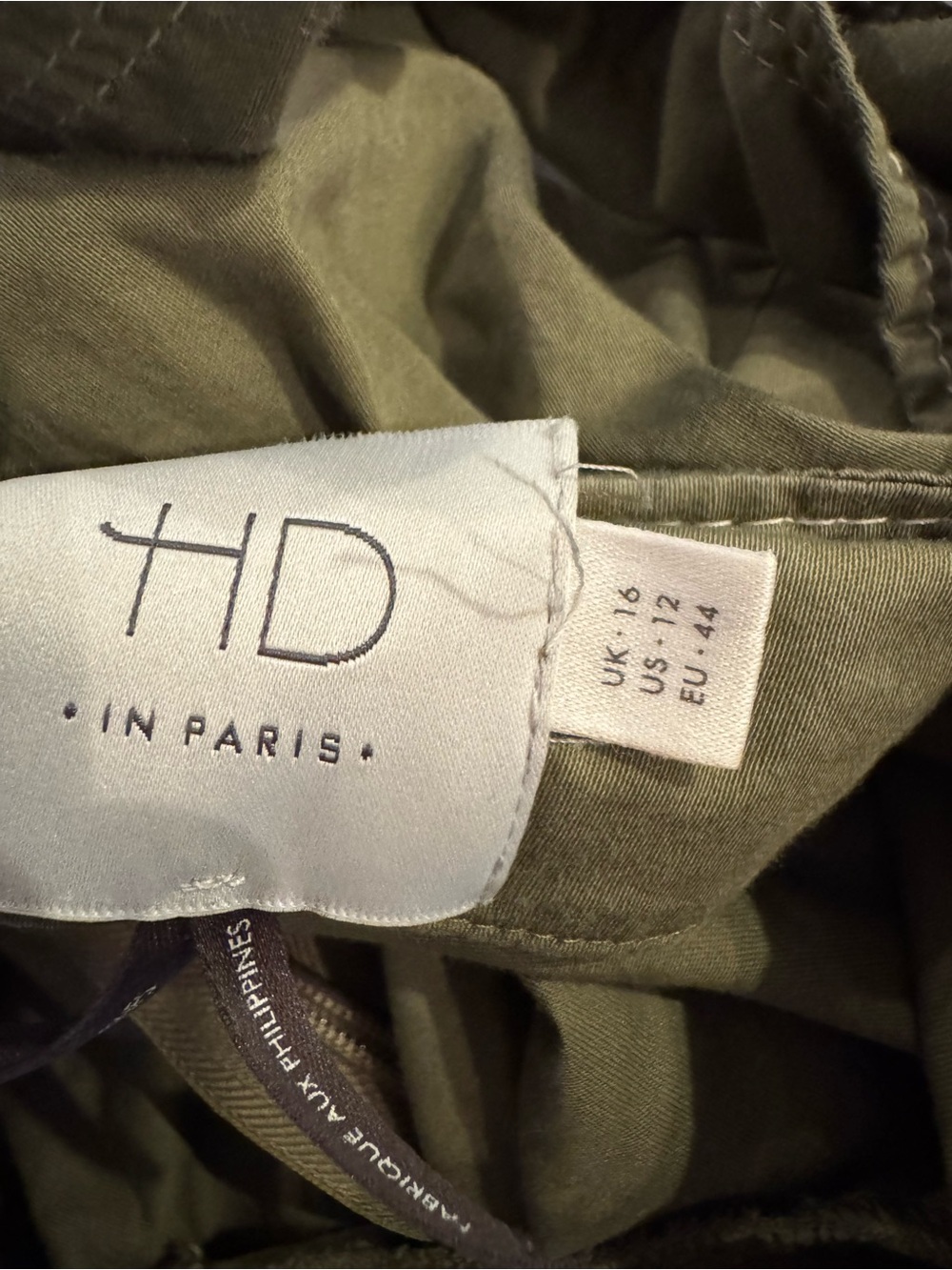 HD in Paris by Anthropologie Cotton Olive Green Wide-Leg Jumpsuit - Size 12 - Picture 6 of 7
